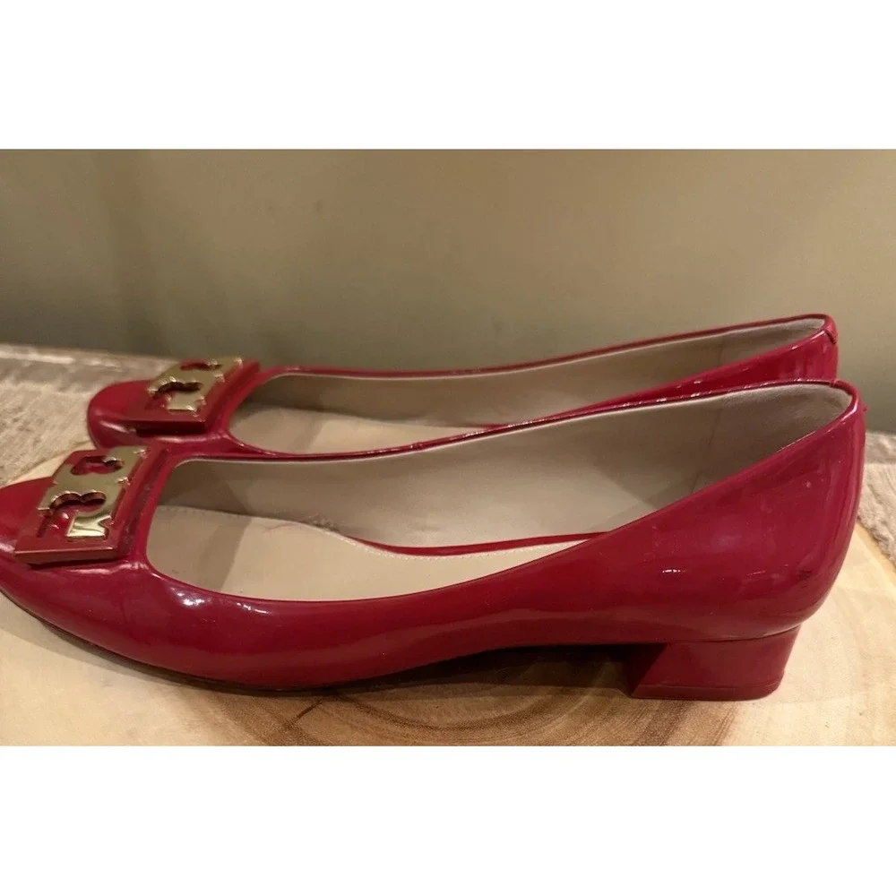 Tory Burch Gigi Women's Red Patent Leather Block Heel Pumps Size 8.5! $285‎